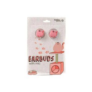 NIP Gabba Goods Fat Cat Pink Earbuds Ear Buds w/Mic